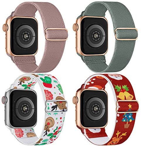Cinturino natalizio elastico in nylon compatibile con cinturini per orologi da 38 mm, 40 mm, 41 mm, cinturini elastici sportivi regolabili per iWatch serie 10/9/8/7/6/5/4/3/2/1/Ultra/Ultra 2/SE,