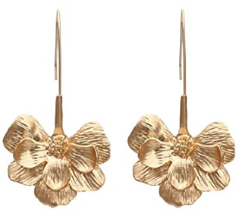 Gold Hawaiian Flower Statement Earrings - Petal & Floral Hypoallergenic Studs