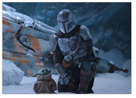 Displate Offiziell Star Wars MetallPoster Magnetische Befestigung Inklusive Lizenziert Bilder Hochwertiges Poster Mandalorian Season 2 Trailer Art - It's Up to You - Größe 67.5 cm x 48 cm