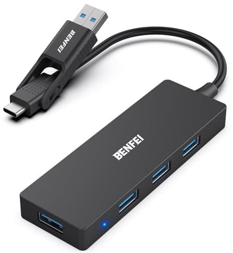 BENFEI USB 3.0 Hub, USB C Hub, 4-Port USB 3.0, kompatibel für MacBook, Mac Pro, Mac Mini, iMac, Surface Pro, XPS, PC, Flash-Laufwerk, Mobile Festplatte
