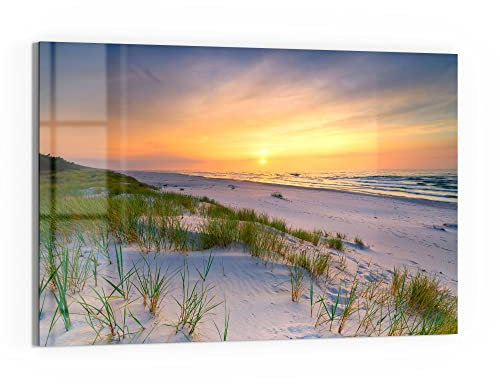 DEQORI Glas-Magnettafel | 90x60 cm groß | Motiv Sonne sinkt über Ostsee | Memo-Board aus Glas | Magnetboard inkl. Magnete, Stift & Tuch für Küche & Büro | Tafel magnetisch & beschreibbar
