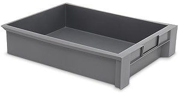 Industrie Schublade einzeln aus Kunststoff | Schubladenbox | Organizer | 467x370x100 mm (LxBxH), mit Rippenboden, grau, für Selbstbau, Eigenbau, Camper, Werkstatt, Schrank, grau (PP