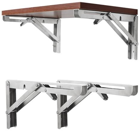 Regalhalterungen,Regalträger Zur Wandmontage,Klappbare Regalhalterung Aus Edelstahl,90 Grad Metallregalhalterung,Für Tischplatten Klapptisch Wandtisch,Platzsparend ( Color : Schwarz , Size : 500X175mm