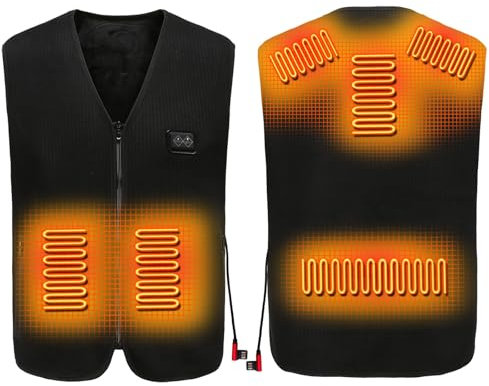 Yolimok Electric Heated Vest, Unisex Washable USB Rechargeable Heated Gilet with 6 Heating Zone Winter Body Warmer Jacket Winter Self Warm Waistcoat for Outdoor Skiing Hunting Fishing Golf