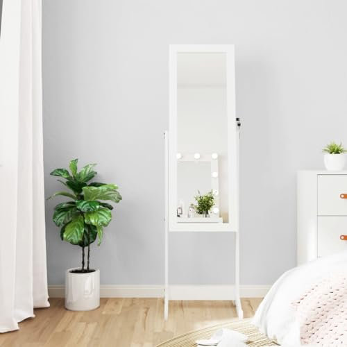 Homgoday Standspiegel mit Schmuckschatulle und weißen LED-Lichtern, Typ 3