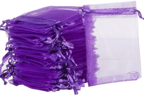 Carehabi 50 Stück Organza Beutel 7x9cm Lila - Weihnachtsgeschenktaschen für Schmuck, Hochzeit & Lavendel