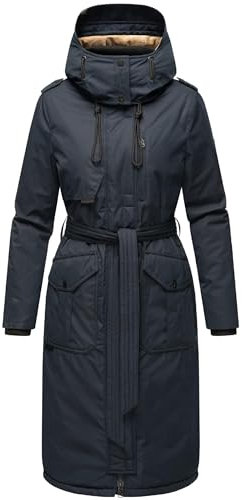 Navahoo Damen Wintermantel warmer Parka lang mit hohem Kragen und weicher Kapuze Hokulanii Navy Gr. XXL
