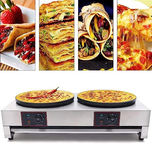NVYAZJ Crepiera elettrica Commerciale da 6000 W, Doppia Macchina per Pancake e Crepe con Piastre in ghisa da 40 cm, Piastra per Crepe da 110/220 V per Fare Crepes, Pancake, Uova, Omelette