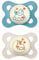 MAM Original Night Succhietto 2-6 Mesi (Set da 2), Ciuccio MAM 2-6 mesi che si illumina al buio con tettarella in caucciù, Kit da 2 accessori neonato con porta ciuccio sterilizzatore, Verde/Neutro