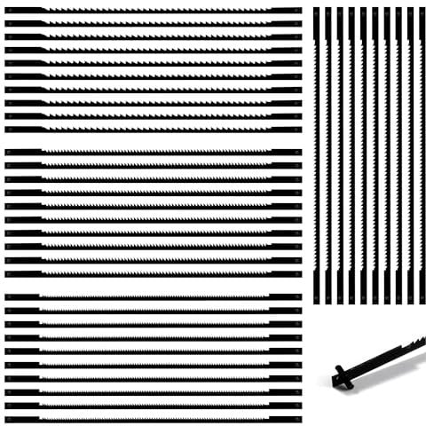 VooGenzek 40 Pièces Lames de Scie à Chantourner, 10/15/18/24 dents Accessoires de Scie a Chantourner Acier, Lames de Scie en Acier Carbone pour Bois, Plastique, Mousse, Métaux mous