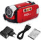 Akozon Videocámara de Mano Cámara Vlogging FHD 16X Zoom Digital, Rotación Full HD 16X Videocámara de Alta Definición Cámara Tragbar DV (Rojo)