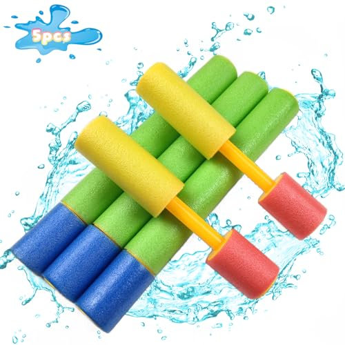 Wasserpistole Kinder Schaumstoff, 5 Stück Wasserpistolen für Kinder, Sommer Wasserspielzeug für Jungen und Mädchen, Wasserspritzpistole für Garten, Strand und Pool
