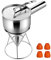 Stainless Steel Pancake Batter Dispenser with Stand, Funnel Dispenser, 1.2 L Octopus Balls Filling Funnels with Detachable Handle, Baking Tool for Kitchen Baking with 4 Silicone Nozzles