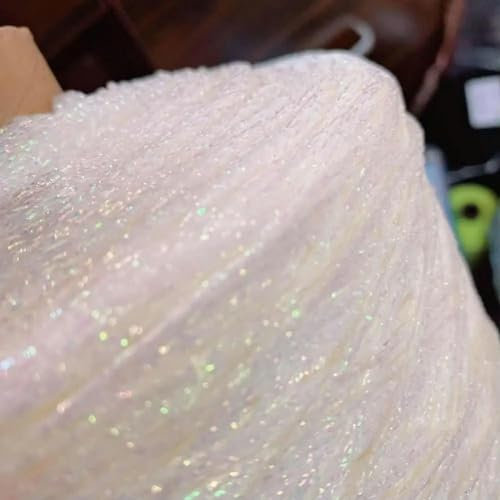 OPica 500 g glänzendes Weißgold-Silber-Häkelgarn zum Stricken, hohles Nähgarn