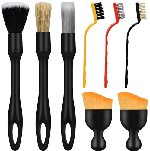 KINGOZOYI 8 Pièces Pinceaux Nettoyage Voiture Brosse Douce de Nettoyage D'intérieur de Voiture Pinceau Detailing Auto pour Tableau de Bord Intérieur Extérieur