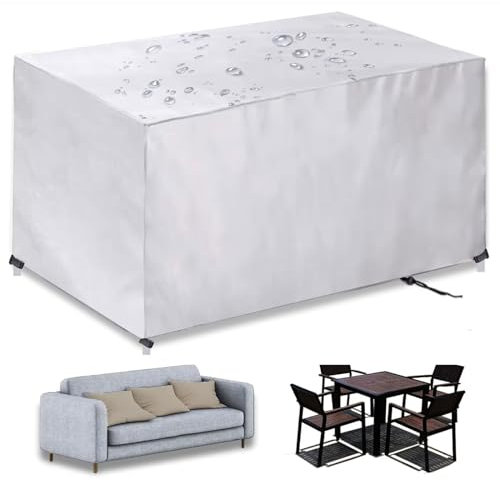 Ryanbem Fundas para Muebles de Jardín, Funda Protección para Muebles de Rectangular,420D Oxford Impermeable Resistente Al Polvo Anti-UV Cubierta Mesa para Patio Plata 60x60x60cm