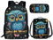 KUIFORTI Rucksack-Set, 3-in-1, Schultasche, Lunch-Tasche, Federmäppchen, Geschenk für Teenager, Jungen, Mädchen, Blaue Eule, Einheitsgröße, Schulrucksack