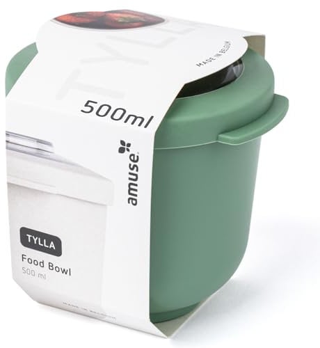 Amuse Tylla Saladier 500ml | Boîte de Rangement avec Couvercle pour Meal Prep et Snacks | Boîte Plastique Alimentaire sans BPA pour Enfants et Adultes | Congélation, Lave-vaisselle | Charcoal