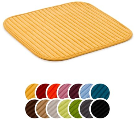 liebling Badteppich mit Anti-Rutsch-Beschichtung aus PVC Noppen, Cord-Optik, 100% Polyester, Serie Potsdam, 50 x 45 cm, 30 Grad waschbar, Fußbodenheizung geeignet, Farbe: mais