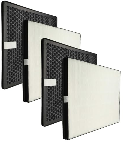 vhbw 4-teiliges Filter-Set kompatibel mit Philips AC1214 | AC1215, AC1217, AC1214/10 Luftreiniger - HEPA-Filter, Aktivkohlefilter