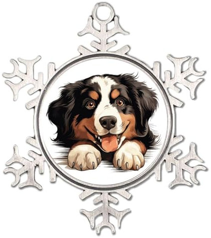 Peeking Dog Berner Sennenhund Schneeflocke Ornamente Cartoon Niedlich Tier Welpe Weiße Schneeflocke Ornamente Weihnachtsbaum Dekorationen Abstrakte Haustier Welpen Malerei Dekorative Weihnachtskugel