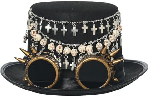 COSDREAMER Steampunk-Hut für Damen und Herren, viktorianischer Schleier, Federhut, Halloween-Hüte, g, M