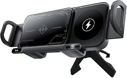 2024 Supporto per cellulare/pad ad alta intelligenza, caricatore da auto wireless a doppia bobina da 15 W, supporto per telefono pieghevole, caricabatterie magnetico per auto wireless con supporto per
