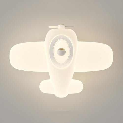 AoLa LED lnnen Wandleuchte Modern Kinderzimmer Wandlampe 24W 3 Farben Kreative Flugzeug PE Lampeschirm Nachttischlampe Jungen Mädchen Zimmer Mini Karikatur Nachtlicht für Schlafzimmer Wohnzimmer