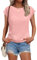 AirMood Womens Cap Sleeve Crewneck Tshirt Tops Summer Casual Plain Tee Shirt (Pink,L)