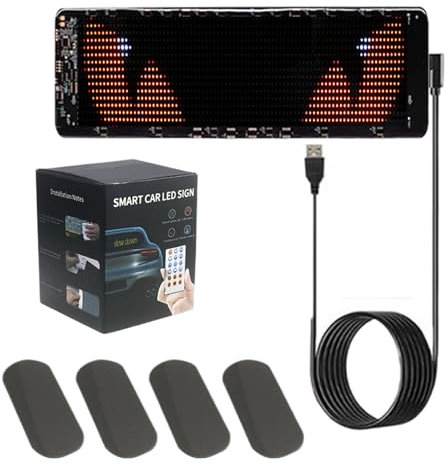 LED-Display für Auto – Auto-Fensterleuchten, 5 V USB-Schiebe-Schild, Textmotiv-Animation für Auto-Aufkleber mit kabelloser App-Steuerung, wasserdichtes Teufelaugenlicht
