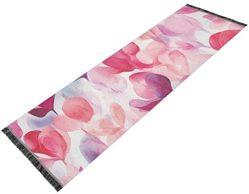 ZRWLUCKY Tapis de couloir antidérapant lavable en machine pour couloir, cuisine, chambre à coucher, salon, décoration d'intérieur, cyclamen, persis, fleurs