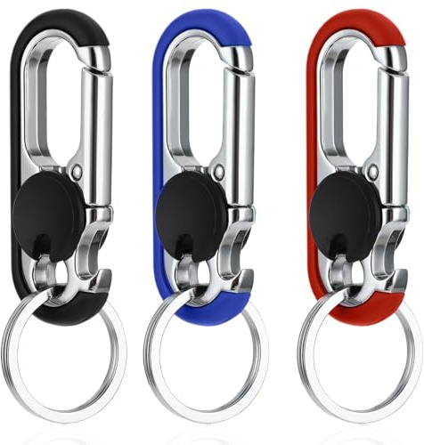 CATOR 3 Pièces Mousqueton Porte Clef Voiture, Anneau Porte Clé, avec 6 Porte-Clés, Anneau Porte Clé en Alliage de Zinc, Mini Mousqueton Comme Cadeau d'Affaires pour Homme et Femme