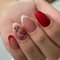 24pcs Short Almond Press on Nails French Tip False Nails Cherry Red Fake Nails White Edge Pink Stick on Nails Removable Glue-on Acrylic Nail Tips Spring Summer Wedding Bridal Accessories for Women