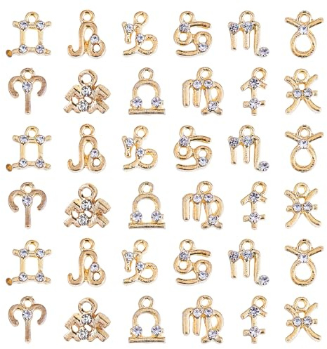 LEGENTLISUR 12 Sternzeichen Charms Anhänger für Armbänder, 36 Stück | Gold Astrologie Anhänger, Legierung Pendants, für Armbänder Halsketten Schmuckherstellung DIY