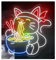 HUANTY d'Ambiance Apaisante Lampe Enseigne Au Néon «Chat Porte-Bonheur Mangeant des Nouilles» pour Restaurant, Bol De Ramen, Décoration Murale, 52X55cm(Une)
