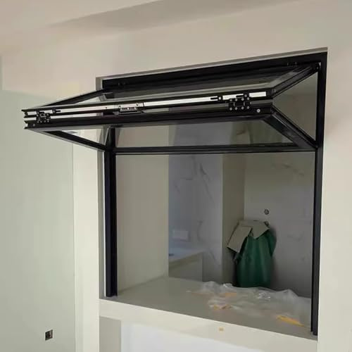 Ventana De Servicio Plegable Vertical De Aluminio, Ventana Corredera Doble Con Cierre, Pequeña Ventana Para Puesto De Comida O Remolque, Apertura Hacia Arriba Y Abajo, Diseño Compacto(26x32in/66x81cm)