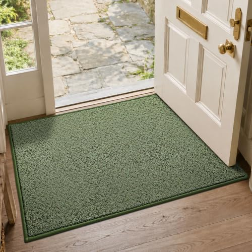 COSY HOMEER Indoor Doormats 80x120 cm,Nonslip Front Door Mat Inside,Green | Washable Door Mat for Indoor Entrance, 1cm Low Profile Dirt Trapper Doormats for Entryways Front Back Door Hallway