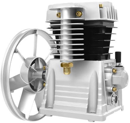 JAYEUW Tête de pompe à air 2 HP - Pompe à compresseur d'air à double cylindre à un niveau - Avec silencieux de filtre à air - Volume de décharge : 200 l/min - Compresseur dans les outils à air