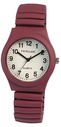 Excellanc Damenuhr aus Edelstahl in Lila, in Einer Länge von 19 cm, Klassisches Design für Jede Frau