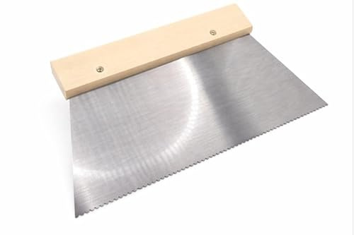 Project DIY® A2 V-Notch Adhesive Spreader Carbon Steel Trowel for Pressure Sensitive, Acrylic & Emulsion Adhesives – Ideal for Karndean, Amtico, Moduleo, Polyflor & More (200mm (Large – Open Areas))