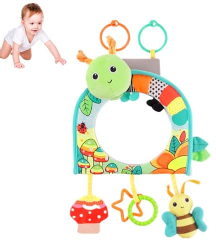 Car Seat Toy, Baby Car Mirror Toy For Rear Facing, Travel Baby Activity Center Hanging Engaging Toys Teether with Mirror, fo