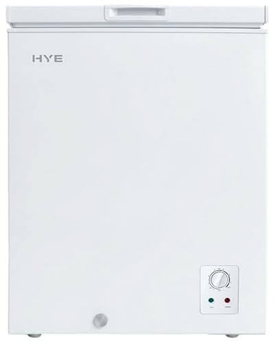 HYE Chest Freezer - 139L Capacity, Freestanding Design, White | Quiet 42 dB Operation, Mechanical Temperature Control, Ideal For Versatile Extra Frozen Storage