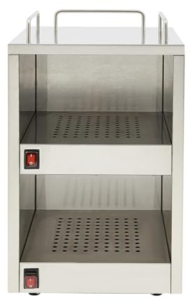 2 Ebenen Tassenwärmeschrank 140W, Kaffeetassenwärmer Edelstahl Tassenwärmer elektrisch für Gastronomie, Café, Hotel, Zuhause, 32.5 * 32 * 55 cm, bis zu 72 Tassen