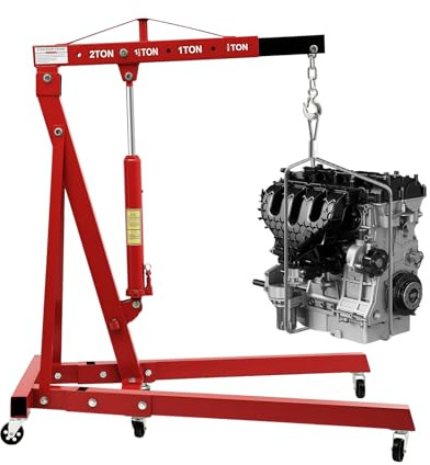 2T Motorlyftverktyg-Kranvagn-Lyftanordning Lyfthöjd 0–2,1 m Hoppfällbar motorlyftare Justerbar verkstadskran med 8T-hydraulikcylinder Mobil motorkran i metall för bilreparationer