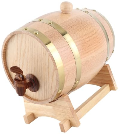 Annadue 3L Eichen-Weinfass-Spender mit Zapfen, Holz-Weinfass-Fass, Vintage-Eichenfass für Whiskey, Bourbon-Tequila, Home-Bar-Cocktail-Spender