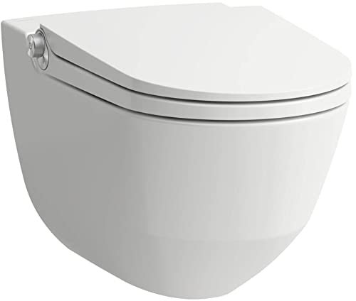 Laufen Cleanet Riva Dusch-WC, spülrandlos, wandhängend, Fernbedienung, WC-Sitz mit Deckel, Farbe: Weiß mit LCC