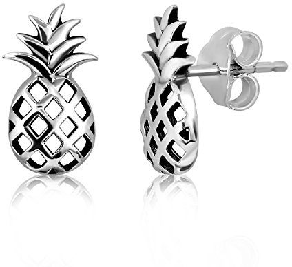 WithLoveSilver Ohrstecker aus 925er Sterlingsilber, süße tropische Früchte, Ananas, Sommer-Ohrstecker, Sterling Silber