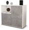 Stil.Zeit Sideboard Carina, Korpus Weiss matt, Front Industrie-Design Beton (92x79x35cm) Push-to-Open Technik