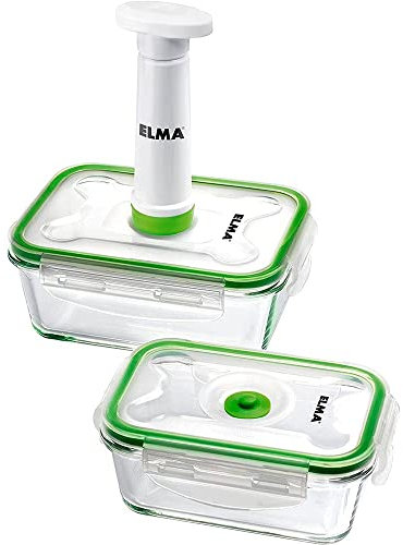 ELMA Pack de Recipientes de Cristal al Vacío para Guardar Alimentos, Almacenaje de Hogar