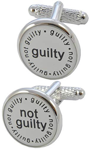 Manschettenknöpfe Herren Rechtsanwalt - Mit Box - Guilty und Not Guilty - Anwalt Richter Schuldig - Langlebiges Messing - Weiß Schwarz und Silber Farben - Ein Paar